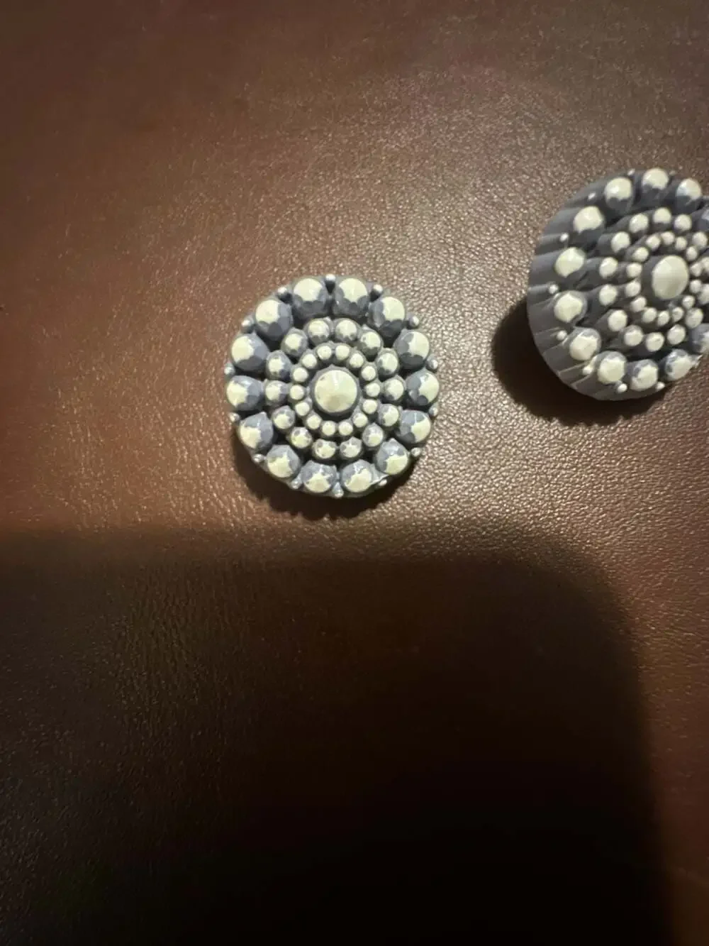 Vintage Domed Blue and White Shank Buttons